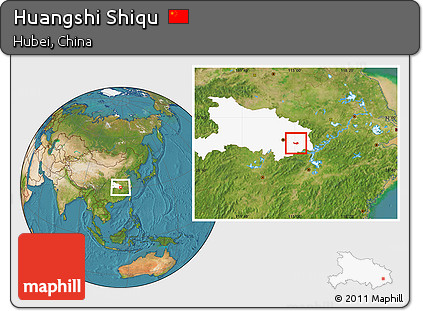 Satellite Location Map of Huangshi Shiqu, highlighted parent region