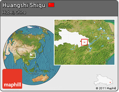 Satellite Location Map of Huangshi Shiqu, highlighted parent region