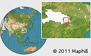 Satellite Location Map of Huangshi Shiqu, highlighted parent region