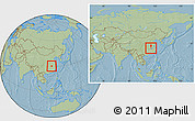 Savanna Style Location Map of Huangshi Shiqu, within the entire country, hill shading