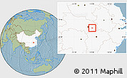 Savanna Style Location Map of Huangshi Shiqu, highlighted country, hill shading