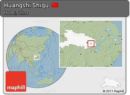 Savanna Style Location Map of Huangshi Shiqu, highlighted parent region, hill shading