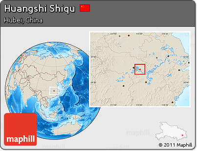 Shaded Relief Location Map of Huangshi Shiqu