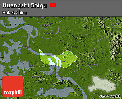 Physical Map of Huangshi Shiqu, darken