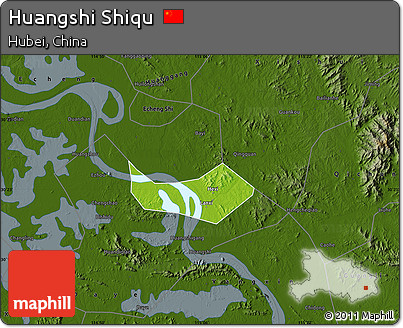 Physical Map of Huangshi Shiqu, darken