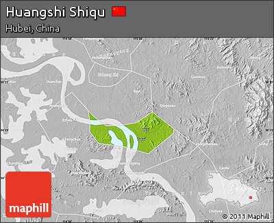 Physical Map of Huangshi Shiqu, lighten, desaturated