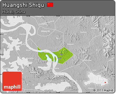 Physical Map of Huangshi Shiqu, lighten, desaturated