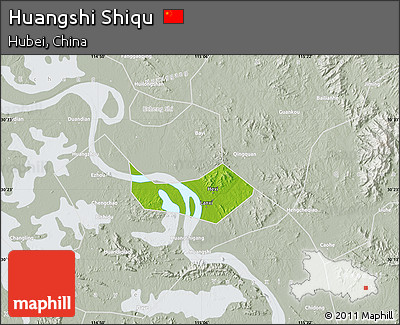 Physical Map of Huangshi Shiqu, lighten, semi-desaturated