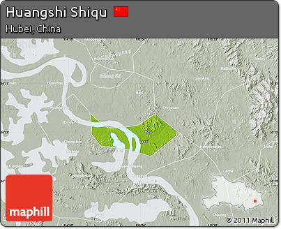 Physical Map of Huangshi Shiqu, lighten, semi-desaturated