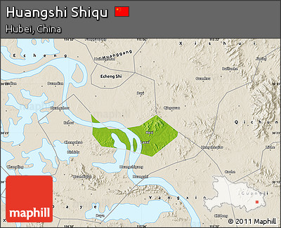 Physical Map of Huangshi Shiqu, shaded relief outside