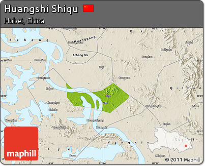 Physical Map of Huangshi Shiqu, shaded relief outside