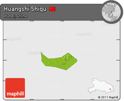 Physical Map of Huangshi Shiqu, single color outside