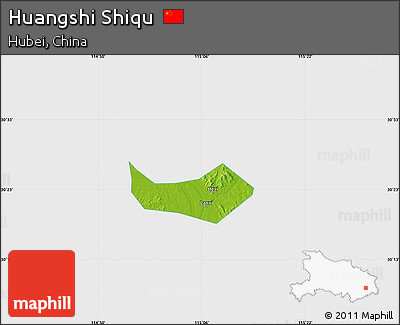 Physical Map of Huangshi Shiqu, single color outside