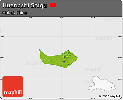 Physical Map of Huangshi Shiqu, single color outside