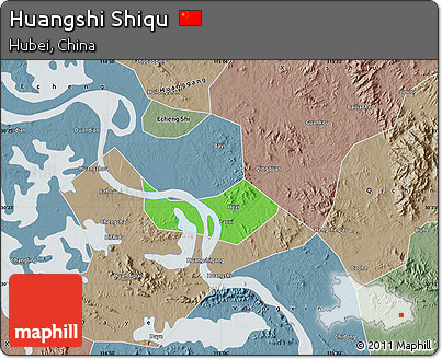 Political Map of Huangshi Shiqu, semi-desaturated