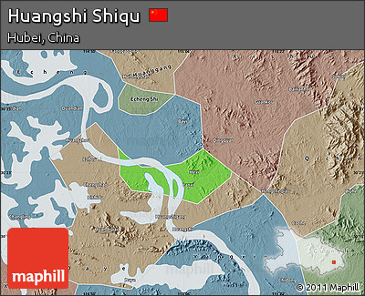 Political Map of Huangshi Shiqu, semi-desaturated