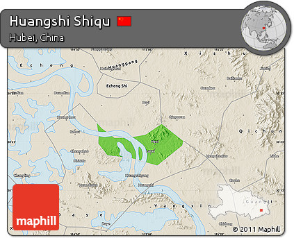 Political Map of Huangshi Shiqu, shaded relief outside