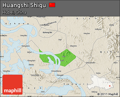 Political Map of Huangshi Shiqu, shaded relief outside