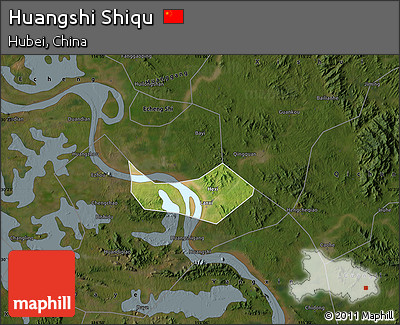 Satellite Map of Huangshi Shiqu, darken