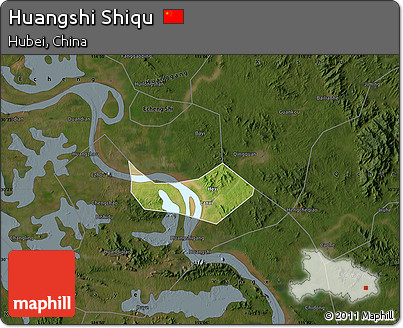 Satellite Map of Huangshi Shiqu, darken