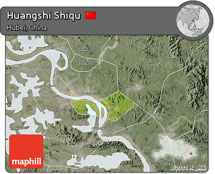 Satellite Map of Huangshi Shiqu, semi-desaturated