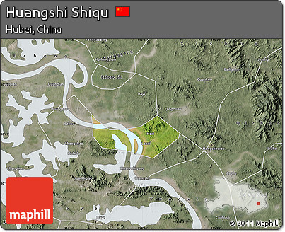 Satellite Map of Huangshi Shiqu, semi-desaturated
