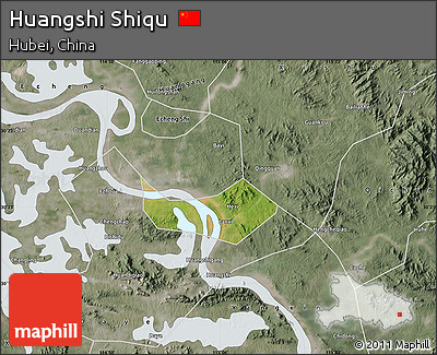 Satellite Map of Huangshi Shiqu, semi-desaturated