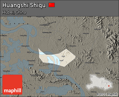 Shaded Relief Map of Huangshi Shiqu, darken