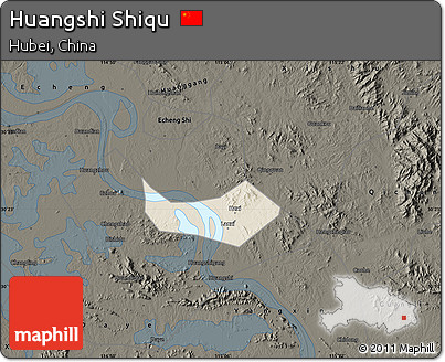 Shaded Relief Map of Huangshi Shiqu, darken