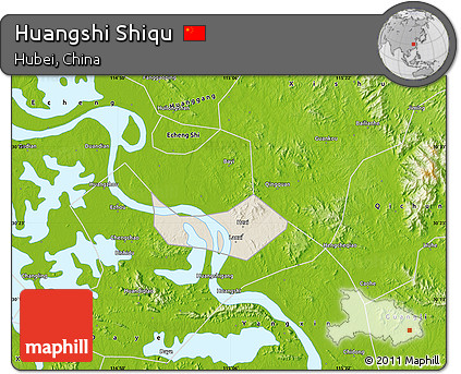 Shaded Relief Map of Huangshi Shiqu, physical outside