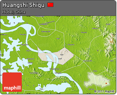 Shaded Relief Map of Huangshi Shiqu, physical outside
