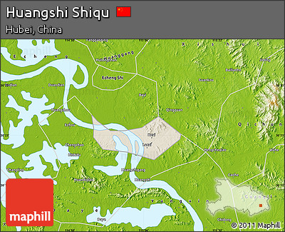 Shaded Relief Map of Huangshi Shiqu, physical outside