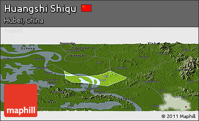 Physical Panoramic Map of Huangshi Shiqu, darken