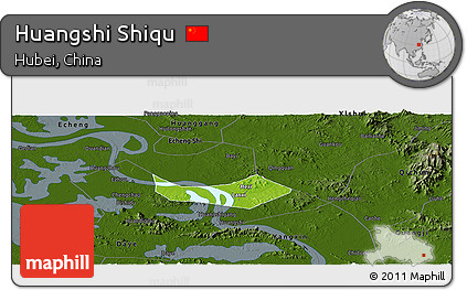 Physical Panoramic Map of Huangshi Shiqu, darken