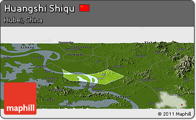 Physical Panoramic Map of Huangshi Shiqu, darken