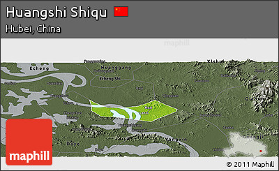 Physical Panoramic Map of Huangshi Shiqu, darken, semi-desaturated