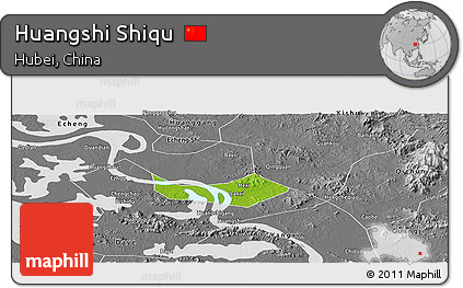 Physical Panoramic Map of Huangshi Shiqu, desaturated