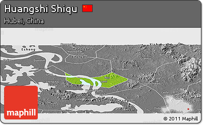 Physical Panoramic Map of Huangshi Shiqu, desaturated