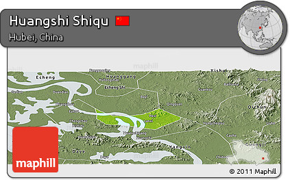 Physical Panoramic Map of Huangshi Shiqu, semi-desaturated
