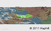 Political Panoramic Map of Huangshi Shiqu, darken, semi-desaturated