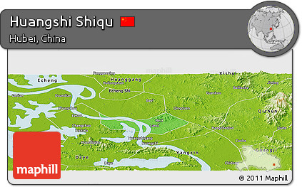 Political Panoramic Map of Huangshi Shiqu, physical outside