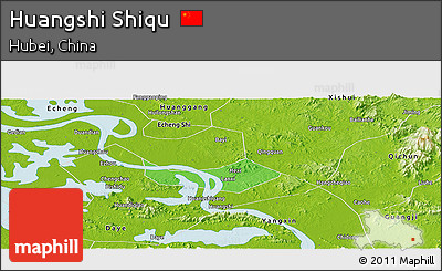 Political Panoramic Map of Huangshi Shiqu, physical outside