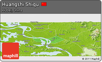 Political Panoramic Map of Huangshi Shiqu, physical outside