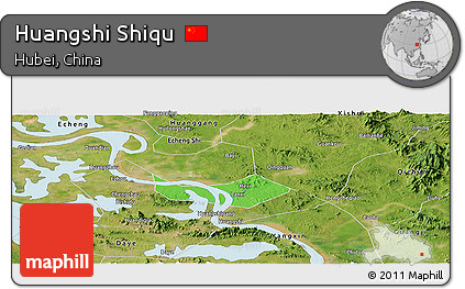 Political Panoramic Map of Huangshi Shiqu, satellite outside
