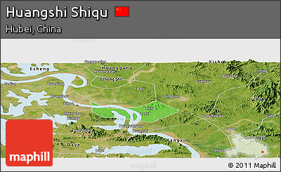 Political Panoramic Map of Huangshi Shiqu, satellite outside