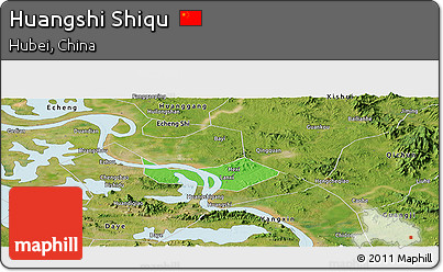 Political Panoramic Map of Huangshi Shiqu, satellite outside