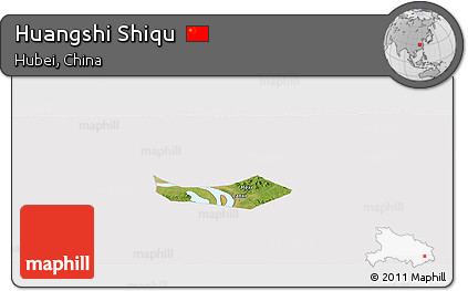 Satellite Panoramic Map of Huangshi Shiqu, cropped outside