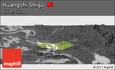 Satellite Panoramic Map of Huangshi Shiqu, darken, desaturated