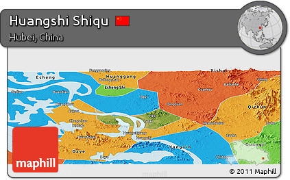 Satellite Panoramic Map of Huangshi Shiqu, political outside