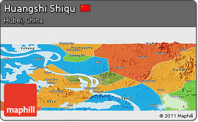 Satellite Panoramic Map of Huangshi Shiqu, political outside